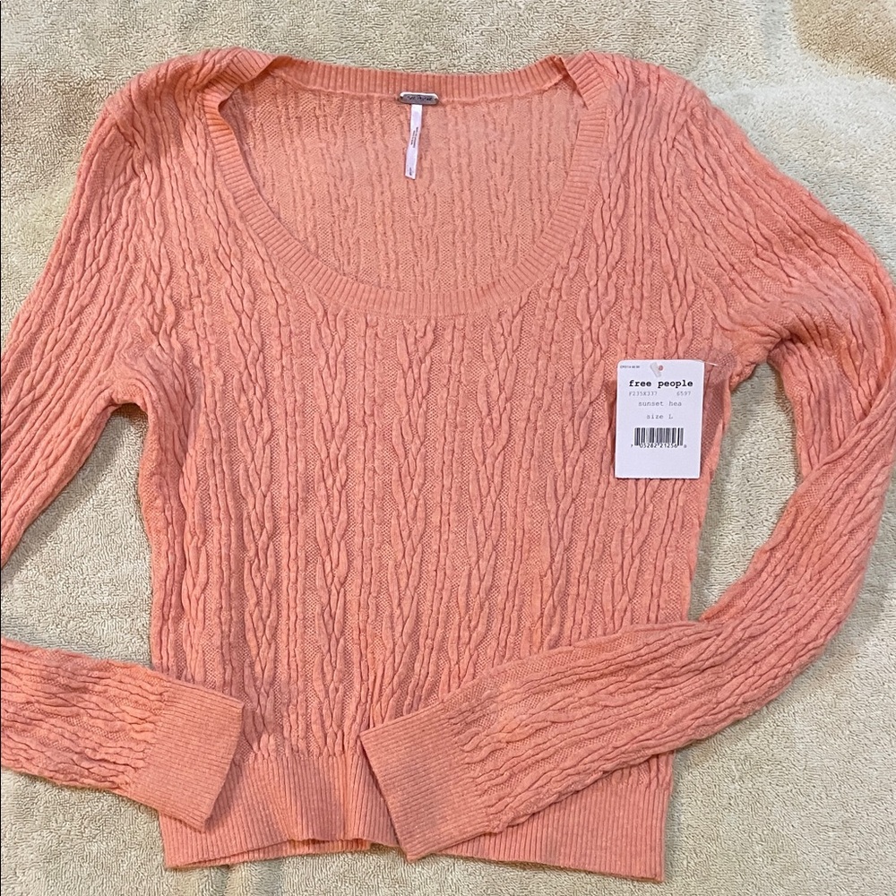 Free People Coral Cable Knit Sweater